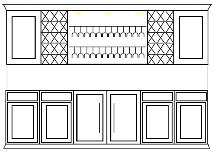 wine cabinet built ins sketch