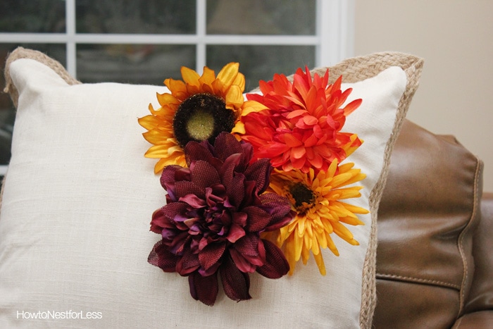 fall home decor flowered pillows