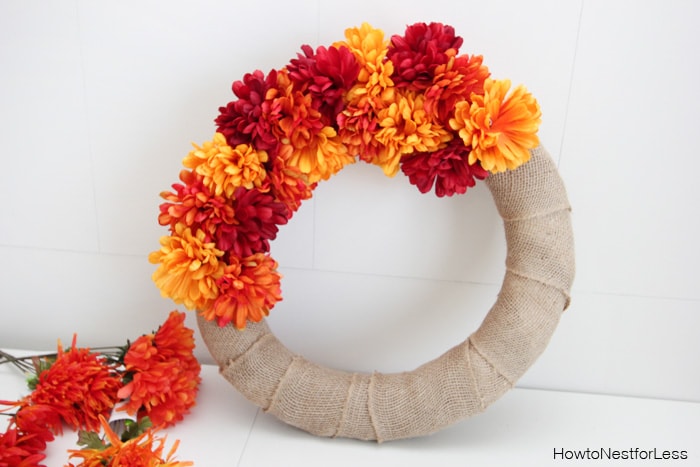 flower burlap fall wreath