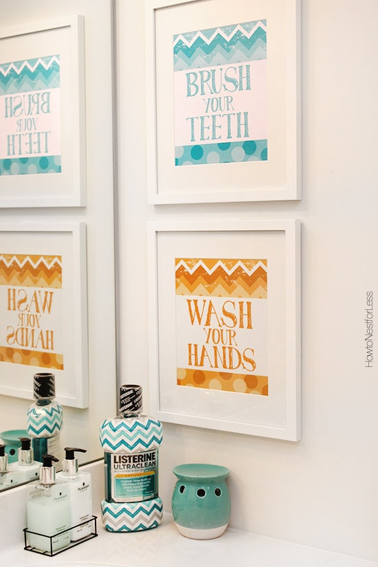 Kids Bathroom Organization Ideas + Free Printable Bathroom Art