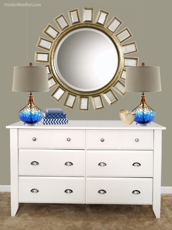 blue and gold dresser