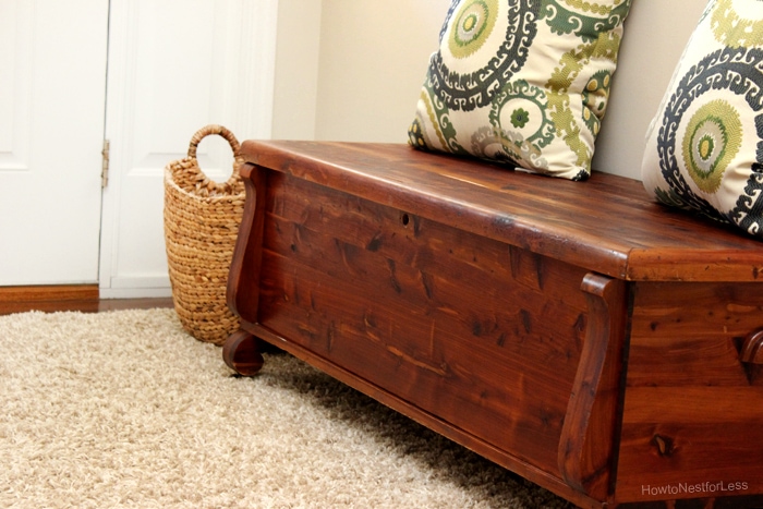 cedar bench in entryway