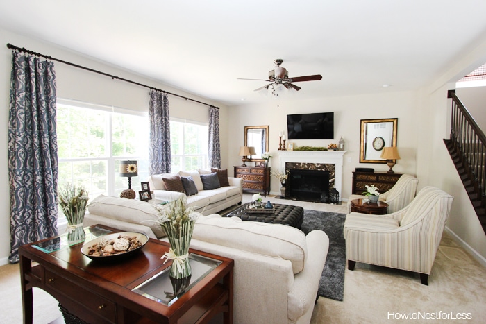 family room makeover in charcoal