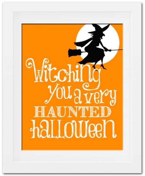 Witch on a broom printable.