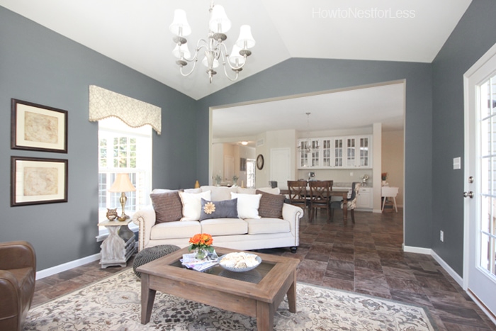 gray blue vaulted sun room