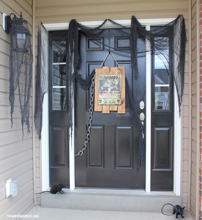 Zombie Apocalypse Sign + Halloween Front Porch - How to Nest for Less™