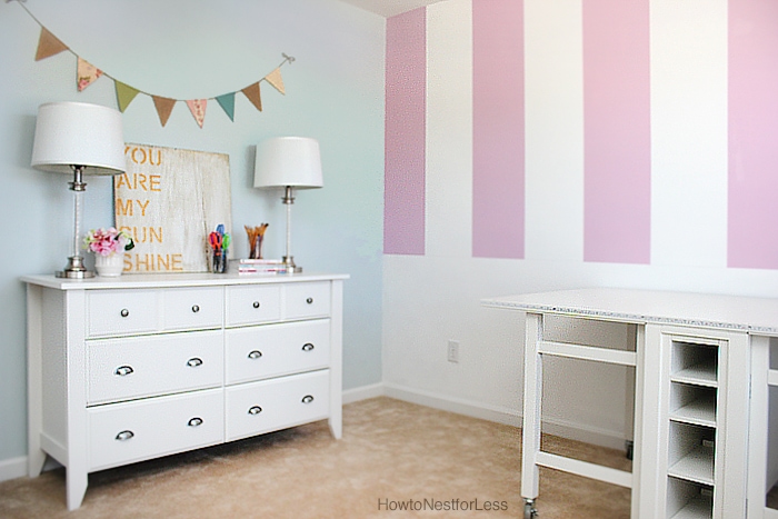 painted stripes craft room