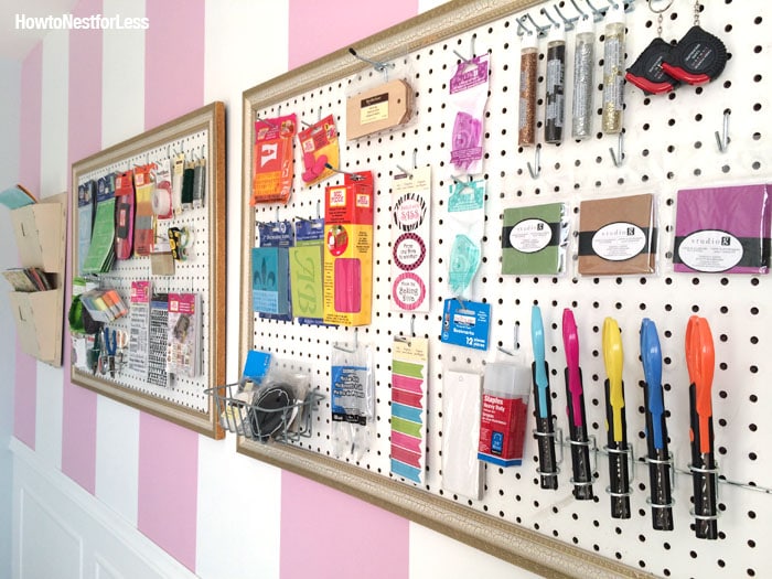 craft room peg board organization