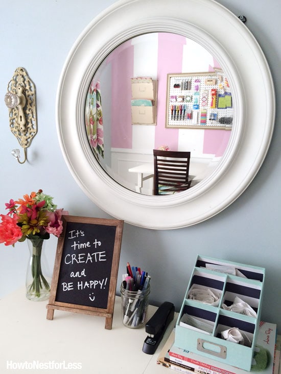 craft room striped makeover