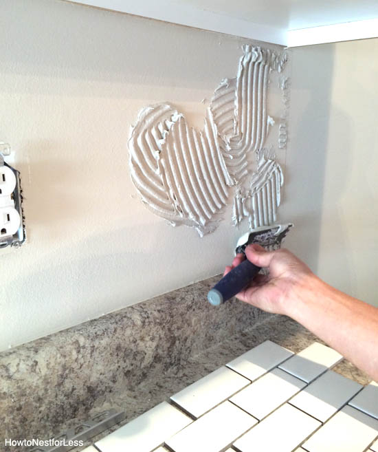 kitchen backsplash mortar trowel