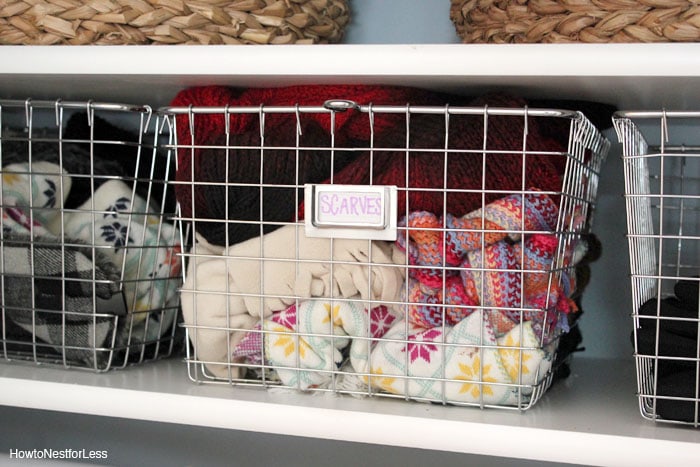 coat closet basket organization