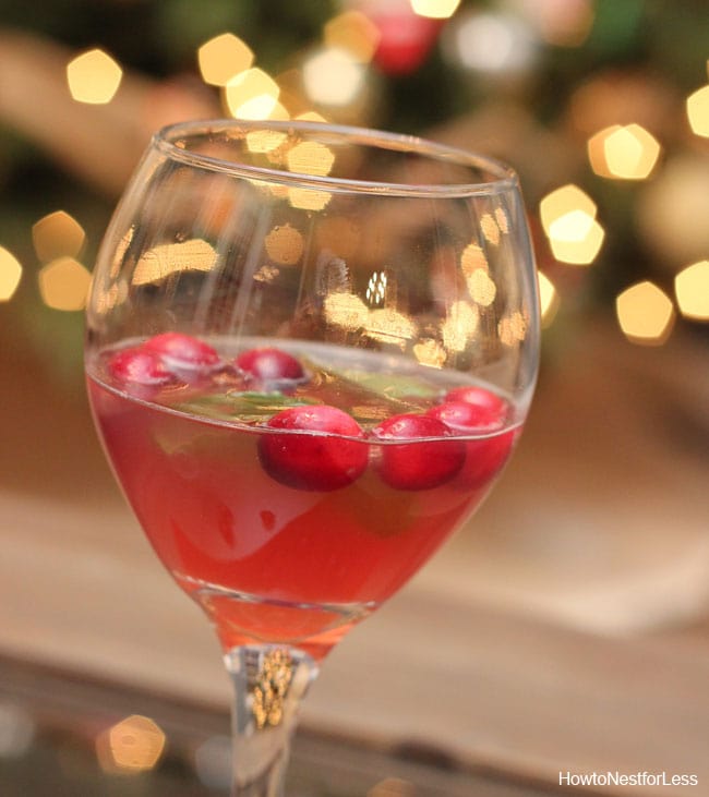 Cranberries inside the vodka cocktail.