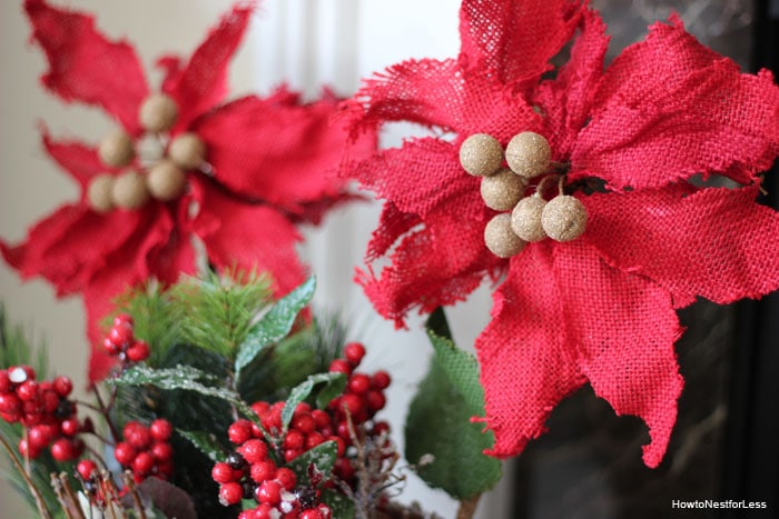 red poinsettia christmas decorations