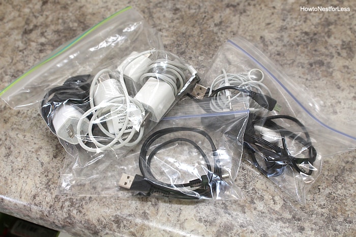 how to organize cords and chargers