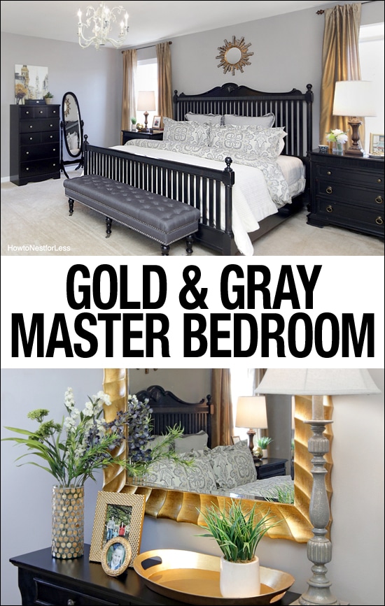 Gold and grey master bedroom poster.