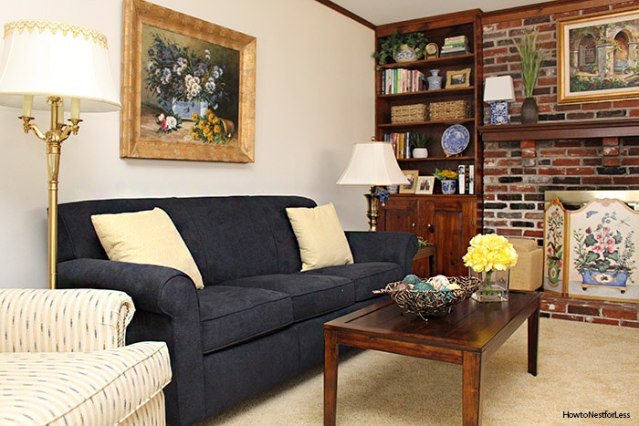 family room blue yellow makeover