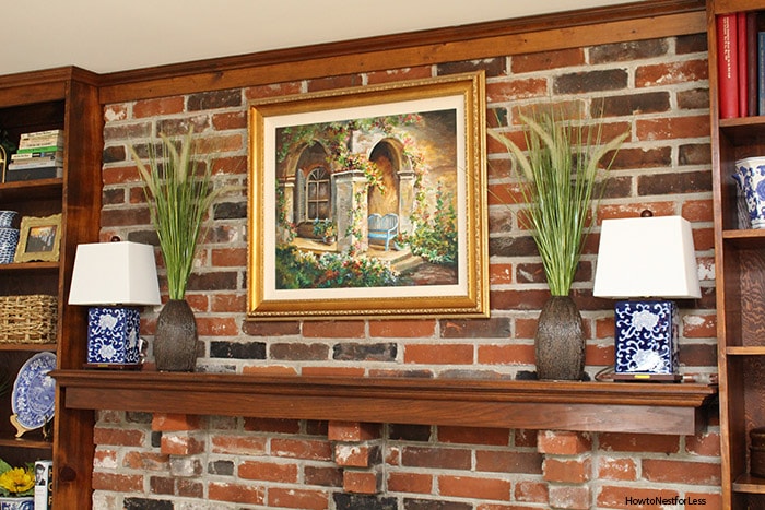 family room brick fireplace