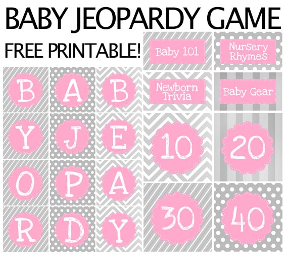 baby jeopardy free printable game