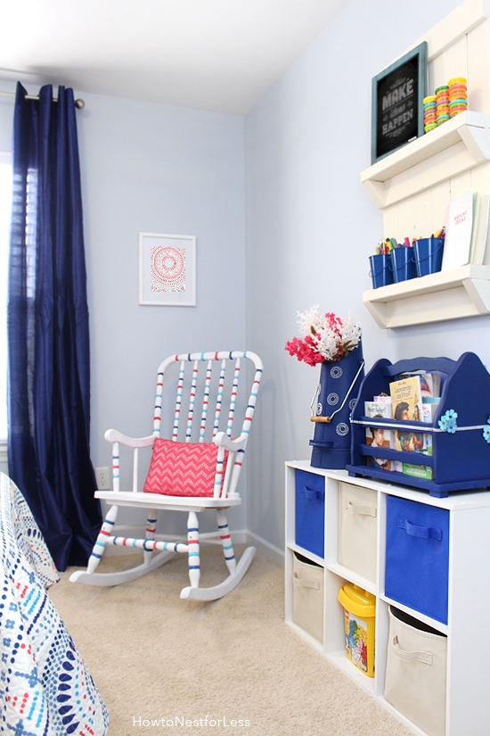 blue and coral bedroom
