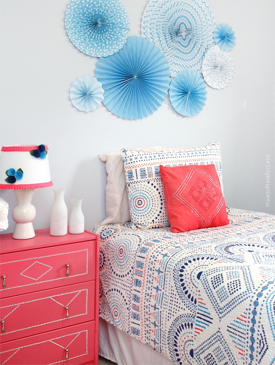 blue and coral girl bedroom