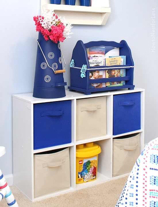 coral and blue bedroom