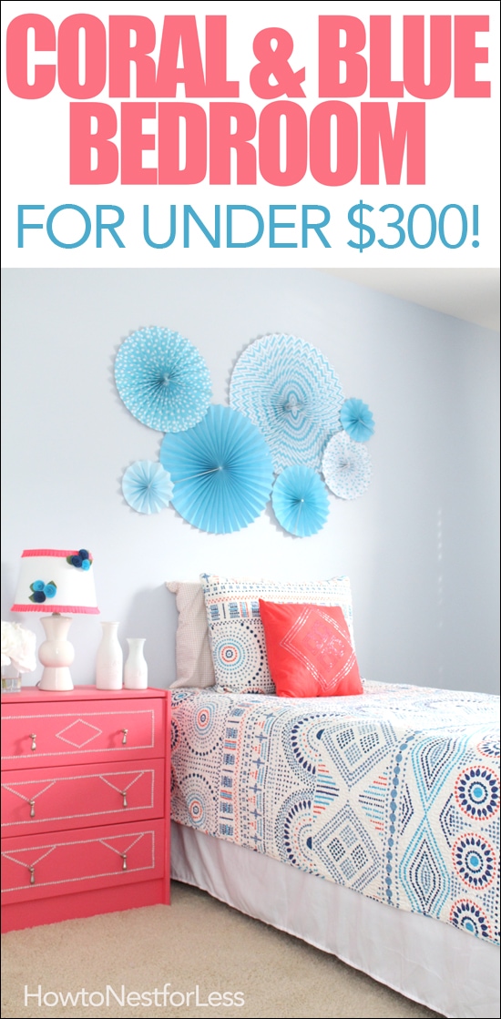 coral and blue kids bedroom