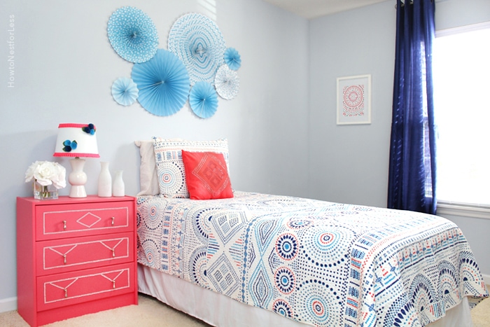 coral blue girl bedroom