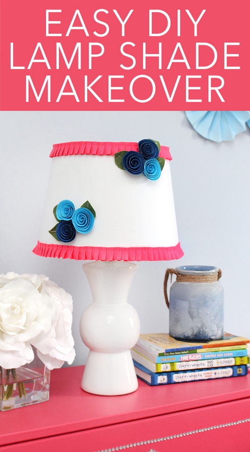 easy DIY flower lamp shade makeover