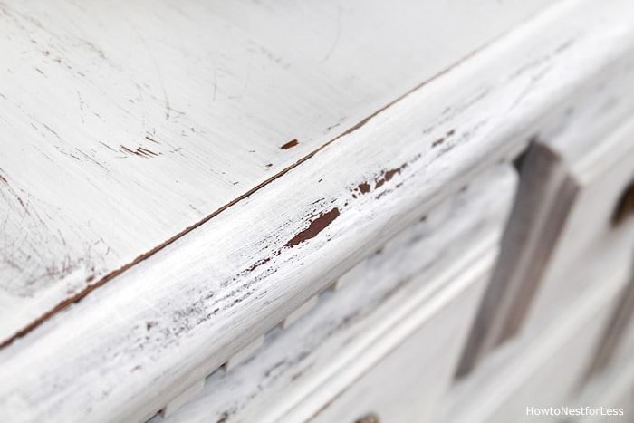 distressed chalk paint white dresser