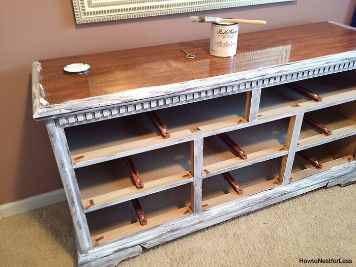 distressed painted white dresser