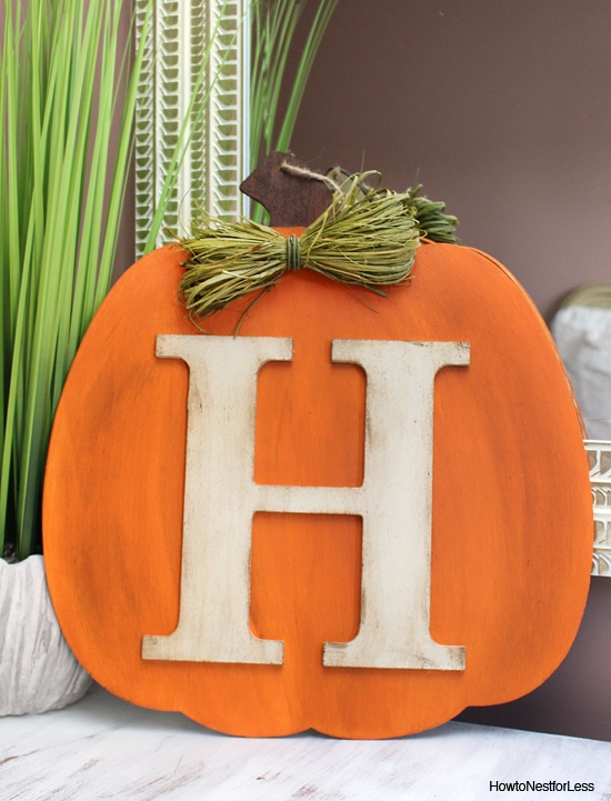 Orang pumpkin with H monogram on it.