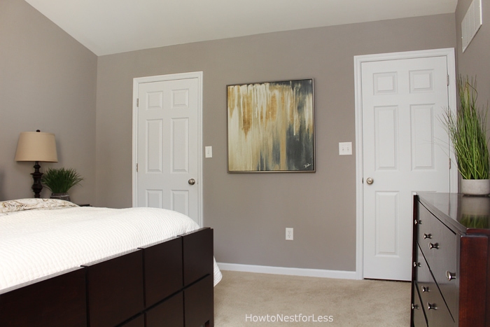 gold and gray bedroom