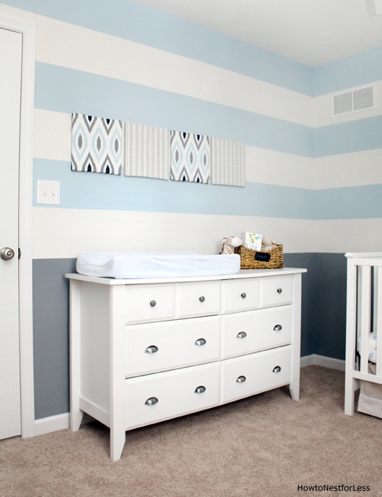 striped blue baby nursery