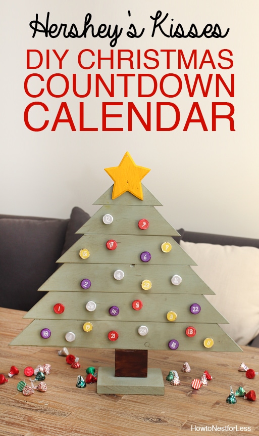 Hershey's Kisses DIY Christmas countdown calendar poster.