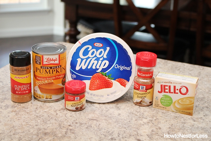 The ingredients for the pumpkin fluff on the counter.