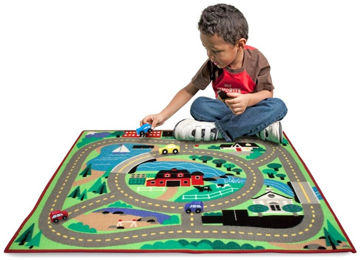 Melissa & Doug Round the Town Road Rug and Car Play Set