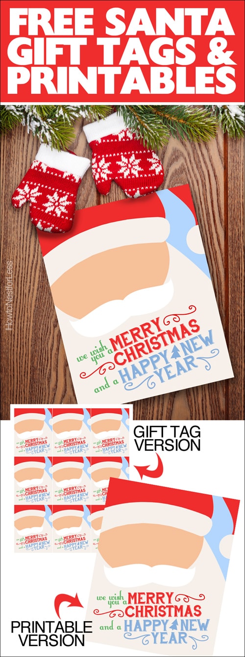 Christmas santa gift tags and printable poster.