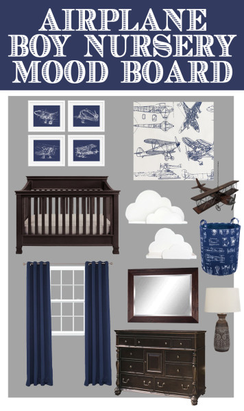 airplane nursery mood board