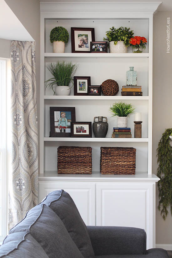 Styled Family Room Bookshelves