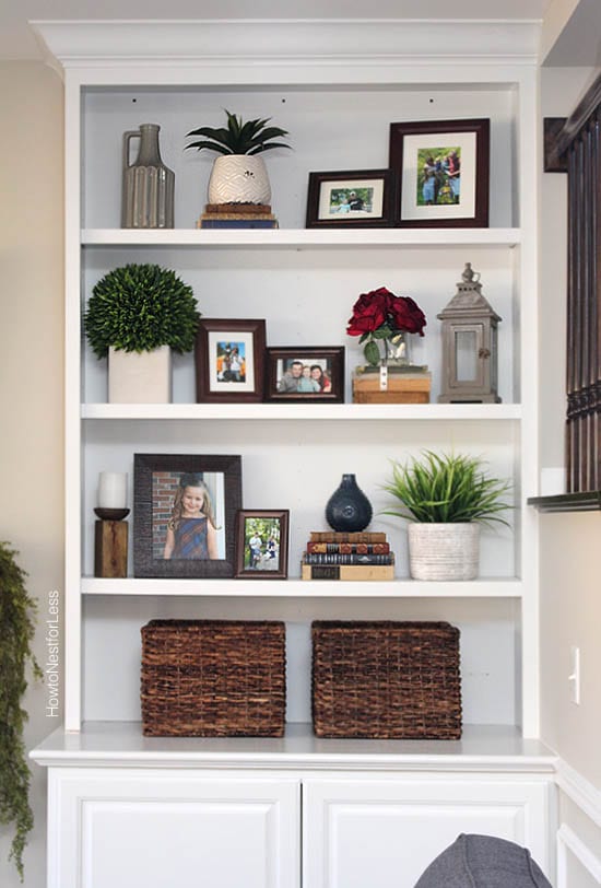 family room built in shelving