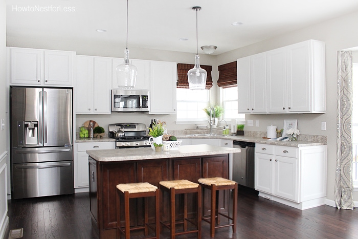 kitchen white cabinets dark island