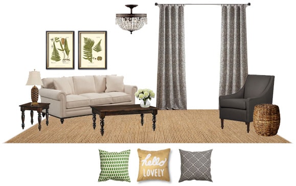 Charcoal and Green Living Room