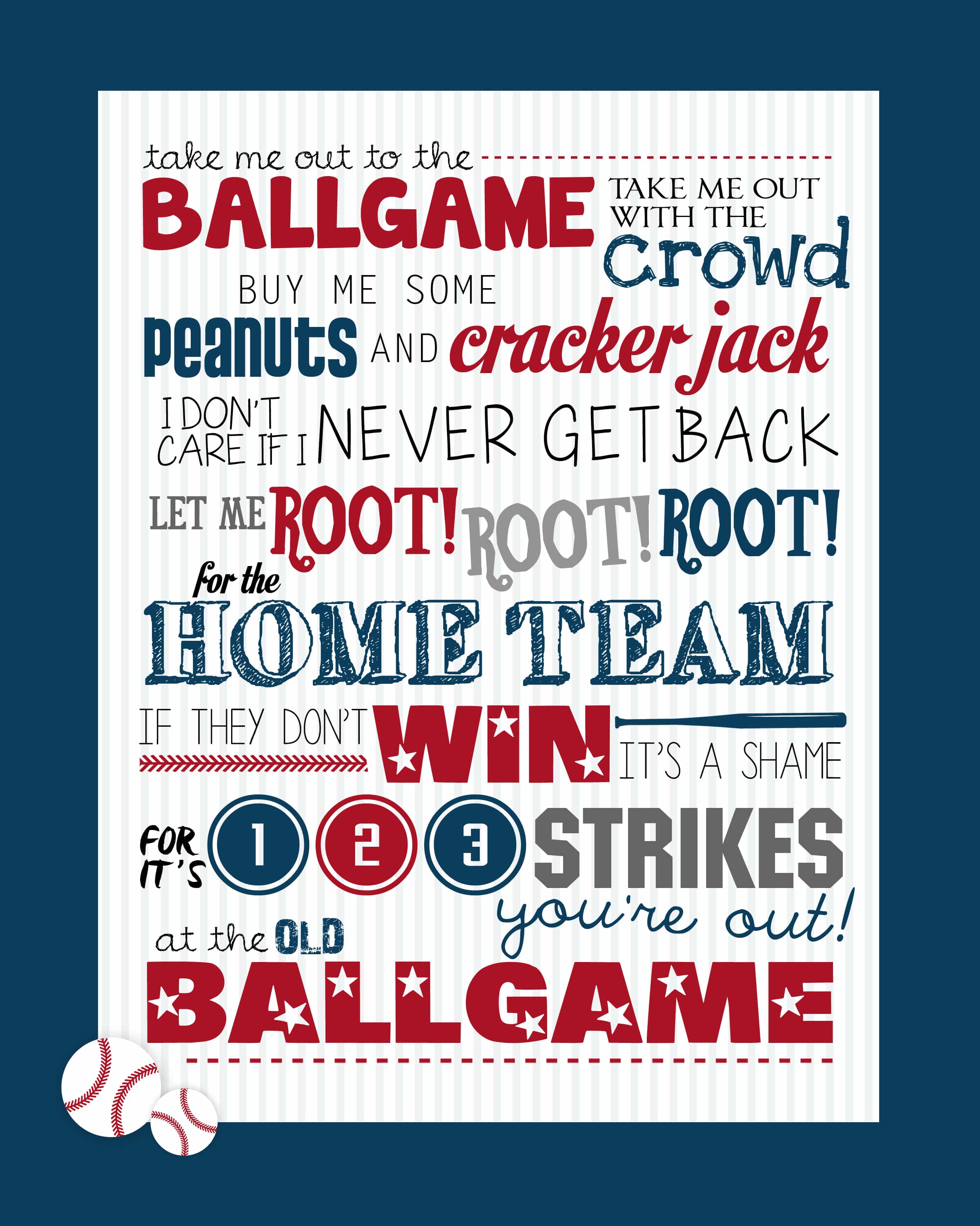 Wooden Sign - Take Me Out To The Ball Game Lyrics 36in.