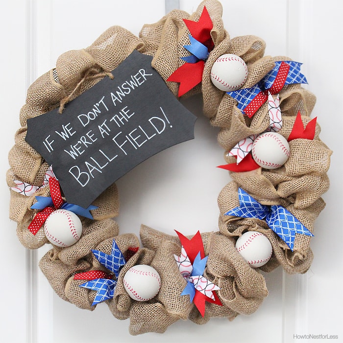 baseball front door wreath