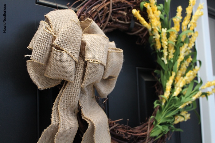 burlap and yellow flower wreath