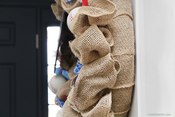 burlap baseball wreath