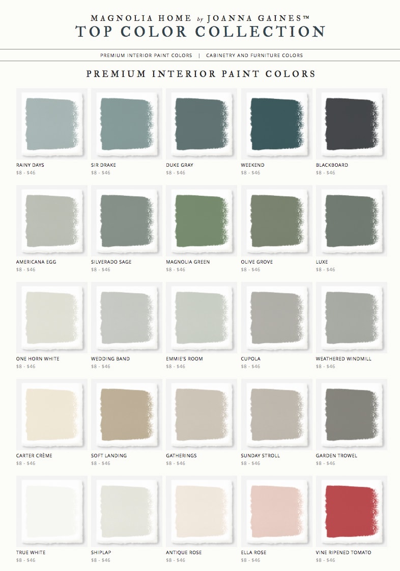 Magnolia home deals paint colors