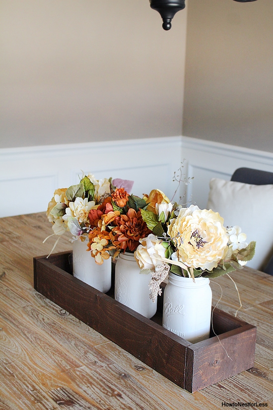 mason jar table trough centerpiece