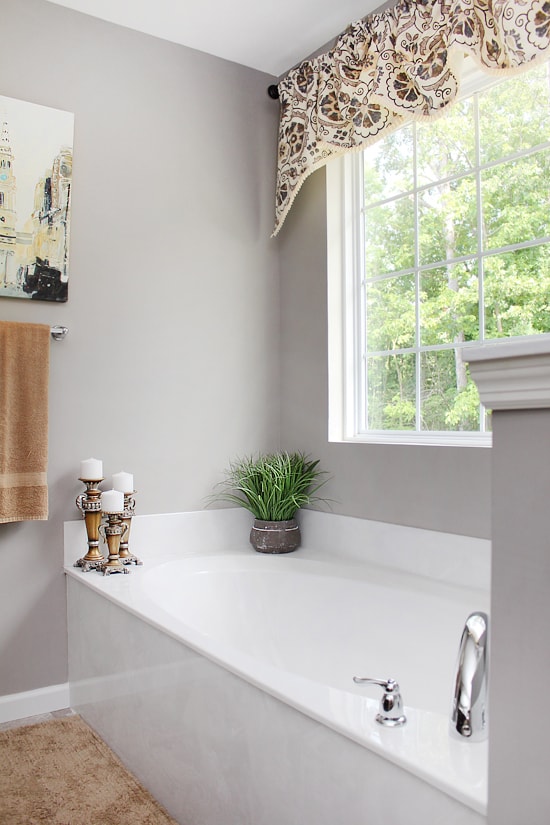 master bath gold and gray