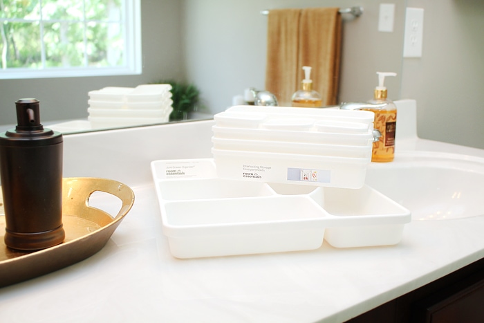 Plastic drawer organizers.